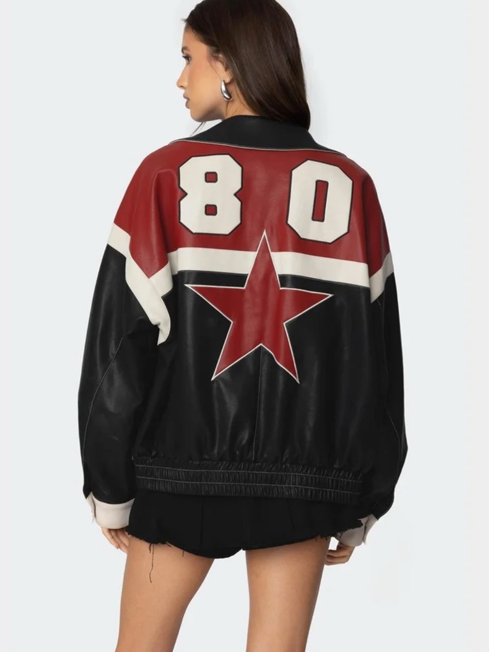 Edikted North Star Faux Leather Jacket